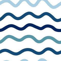 Hand drawn horizontal stripes seamless pattern. Abstract wavy line endless wallpaper. Funny waves background.