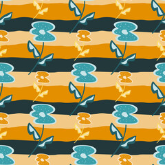 Vintage flower seamless pattern. Stylized elegant botanical illustration.