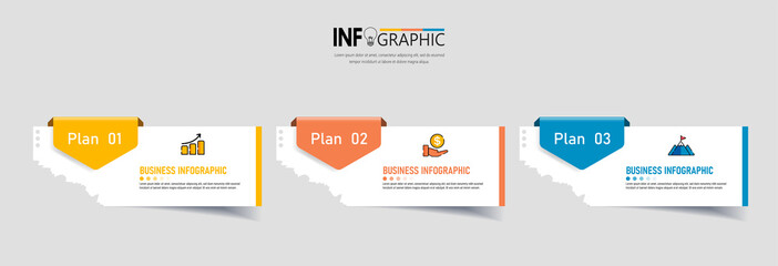 Business Infographic with note paper design vector.	
