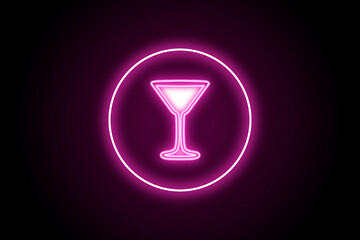 Martini wine glass neon sign icon logo