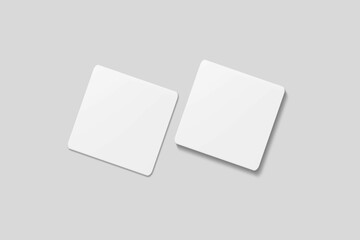 Blank square business card for mockup. 3D Render.