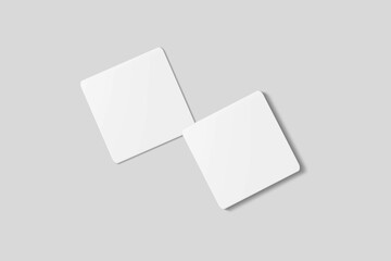 Blank square business card for mockup. 3D Render.