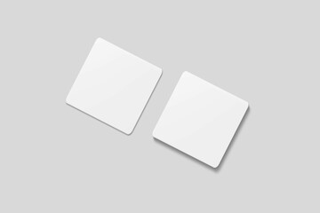 Blank square business card for mockup. 3D Render.