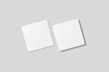 Blank square business card for mockup. 3D Render.