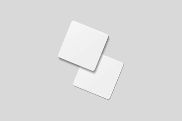 Blank square business card for mockup. 3D Render.
