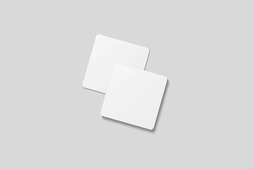 Blank square business card for mockup. 3D Render.