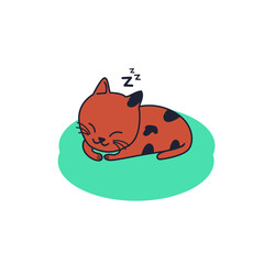 Sleeping Cute Cat Illustration Detail