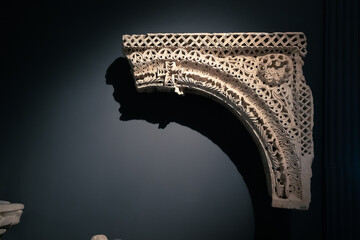 An ancient Greek element of architecture and design - a corner with a fine texture of decor © EdNurg