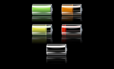 Realistic battery decorative icons set Free Vector