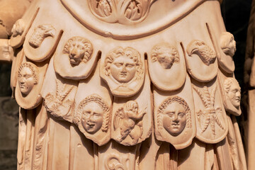 emperor's armor close-up on an ancient Greek statue