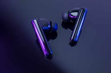 Black bluetooth headphones for listening to music