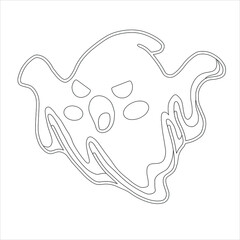 Ghost Coloring page For Kids Cartoon scary halloween Ghost , Pastel Creepy Kawaii Happy Ghost Vector 