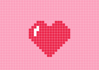 Fototapeta premium Pixel art heart icon. Very beautiful pattern design for decorating, wallpaper, wrapping paper, fabric, backdrop and etc..