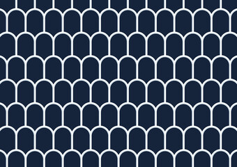 Obraz premium Mermaid fish scale wave japanese luxury pattern. Dark blue background with white line.