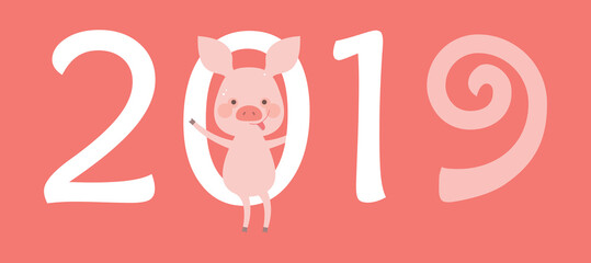 Funny piggy background with numbers