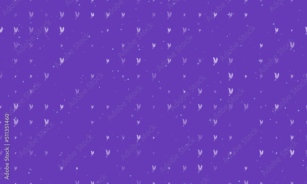 Poster seamless background pattern of evenly spaced white wheat symbols of different sizes and opacity. vec