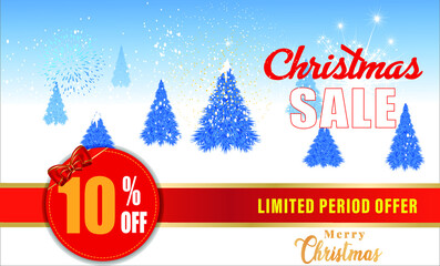 10 Percentage Big winter sale offer, After Christmas sale tags. Shop market poster design.
 Vector illustration EPS 10
