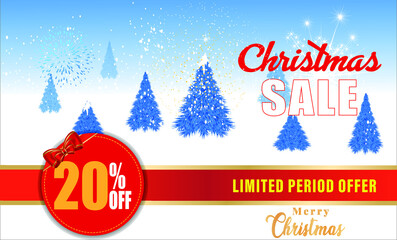 20 Percentage Big winter sale offer, After Christmas sale tags. Shop market poster design.
 Vector illustration EPS 10