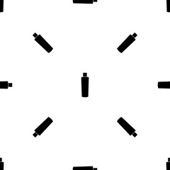 Seamless pattern of repeated black shampoo symbols. Elements are evenly spaced and some are rotated. Vector illustration on white background