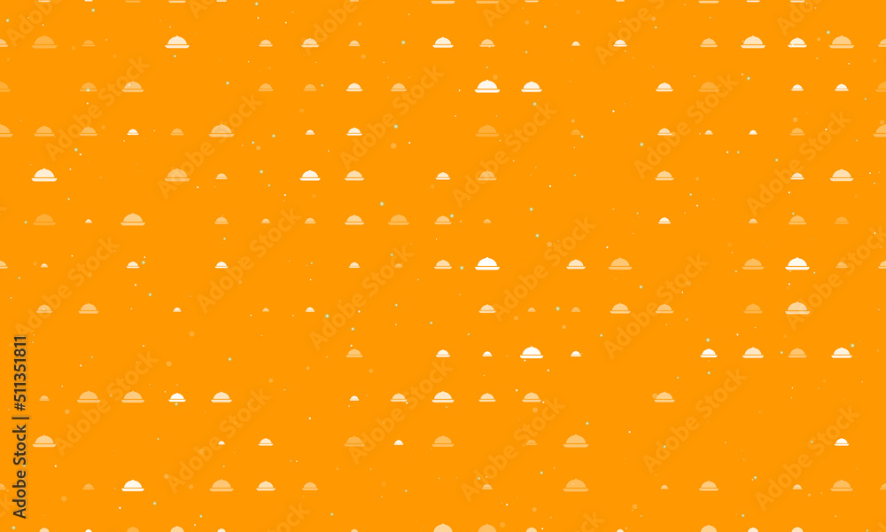Poster seamless background pattern of evenly spaced white cloche symbols of different sizes and opacity. ve