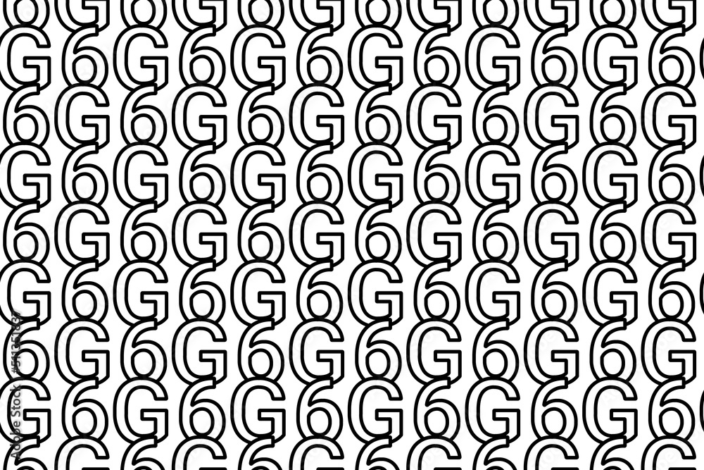 Poster seamless pattern completely filled with outlines of 6g symbols. elements are evenly spaced. vector i