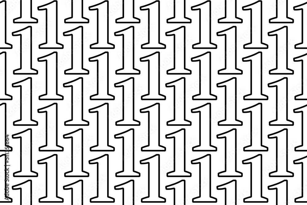 Poster seamless pattern completely filled with outlines of number one symbols. elements are evenly spaced. 