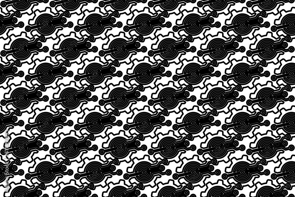 Poster seamless pattern completely filled with outlines of digital tech symbols. elements are evenly spaced