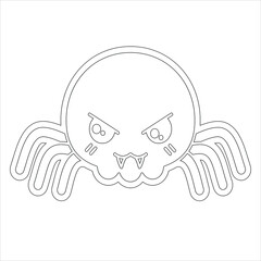 Cute Skull  Coloring page For Kids Cartoon scary halloween Ghost , Pastel Creepy Kawaii Happy Ghost Vector 