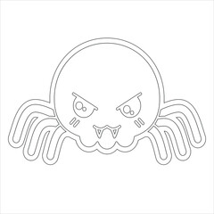 Cute Skull  Coloring page For Kids Cartoon scary halloween Ghost , Pastel Creepy Kawaii Happy Ghost Vector 