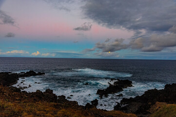 Looking West from Hanga Roa Easter Island Chile