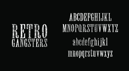 Vintage Old School Alphabet, Retro Gangsters Style Font, Art Deco Letters, Industrial typeface, Mafia Lettering