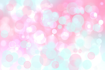 Abstract blurred fresh vivid spring summer light delicate pastel gradient blue turquoise pink bokeh background texture with bright circular soft color lights. Beautiful backdrop illustration.
