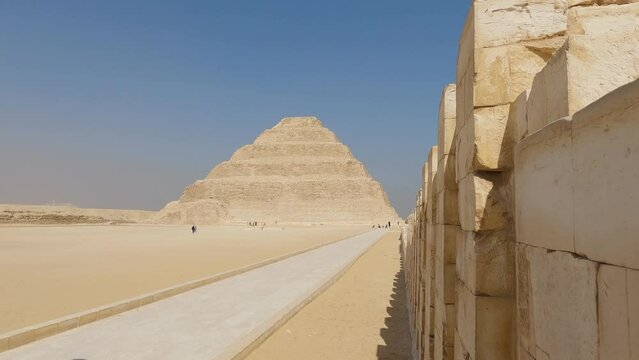 The stepped Pyramid of Djoser at Saqqara serving as the necropolis for the ancient Egyptian capital, Memphis
