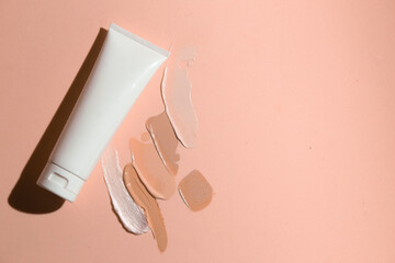 mockup of makeup powder primer cc cushion skin care bottle cosmetic tube of beauty, healthcare...