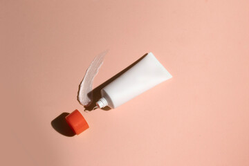 mockup of skin care bottle cosmetic tube of beauty makeup facial, treatment cleanser face foam,...