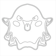 Ghost Coloring page For Kids Cartoon scary halloween Ghost , Pastel Creepy Kawaii Happy Ghost Vector 