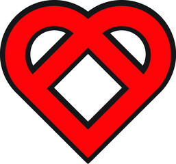 Fototapeta premium Red color heart symbol is isolated on a white background. Unique hearth shape to represent love.