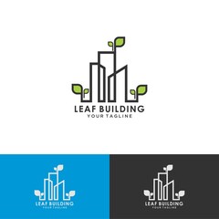 Abstract green city building logo design concept. Symbol icon of residential, apartment and city landscape.Symbol icon of residential, apartment and city landscape. - Vector