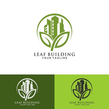 Abstract green city building logo design concept. Symbol icon of residential, apartment and city landscape.Symbol icon of residential, apartment and city landscape. - Vector