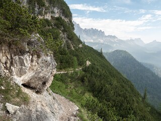 Hiking trail in the Dolomites, Italy. 