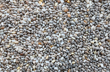 Close up picture of chia seeds, abstract food background