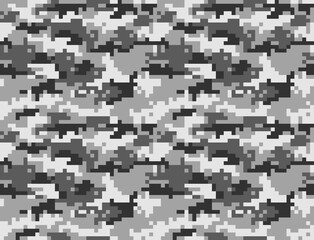 Camouflage pixel gray pattern, digital texture, trendy winter background. Ornament