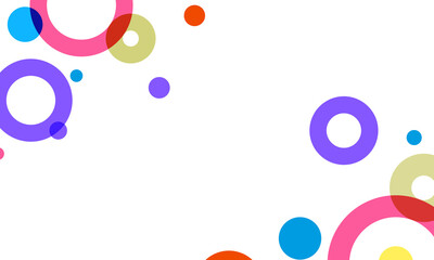 Geometric abstract in trendy style for copy space backdrop. Modern design in flat style with circle shape element. Futuristic space concept with colorful pattern in white background.  