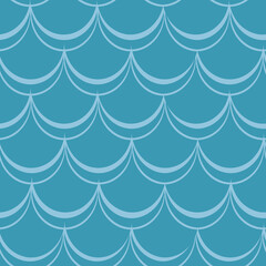 Teal Blue Mermaid scales, seamless vector repeat pattern fantasy surface design