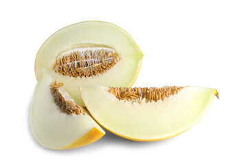 Ripe yellow melon cut into three pieces