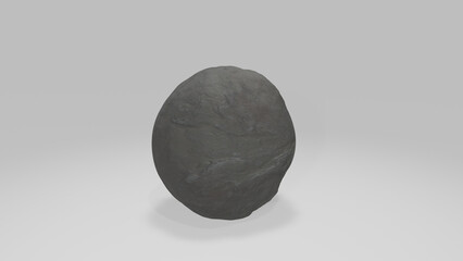 Isolated smooth round rock boulder spherical circular natural stone in a studio lit environment (3D render)