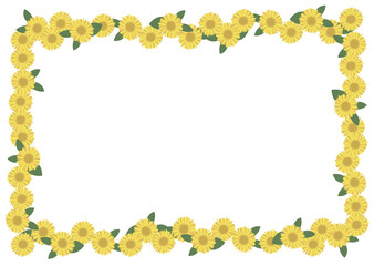 手描きのひまわりフレーム（横）
