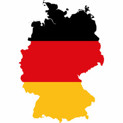 Germany vector map with national flag colours on white backgroud	