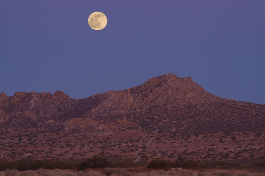 Moonrise at Saddleback Butte State Park near Palmdale in Southern California.