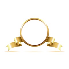 Golden ring and ribbon on sides vector illustration.